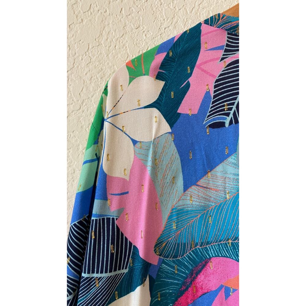 Susan Graver Shirt Dress Sz 4X Beach Cover Resort Vacay Embroidered Tropical NWT - Picture 6 of 11